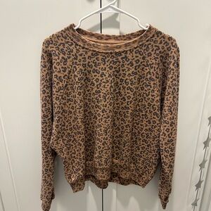 Abercrombie Leopard Print Dropped-Shoulder Crewneck Size S